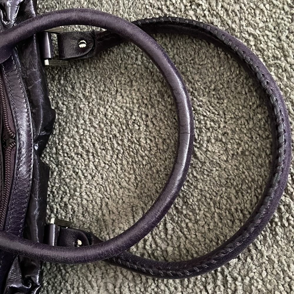 NWOT FRANCESCO BIASIA LEATHER TRIM SATCHEL. Deep Purple! Soft, Supple Materials! - Picture 6 of 13